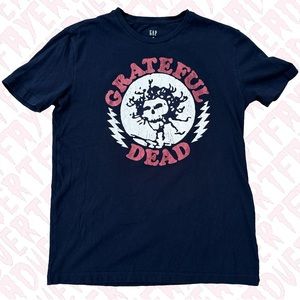 The Grateful Dead Navy Blue Band Shirt Skeleton White Red Women’s XS Unisex